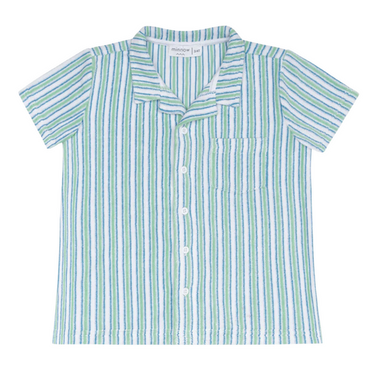 boys tamarin stripe french terry button up