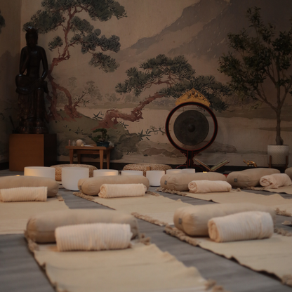 a room with many rolls of towels