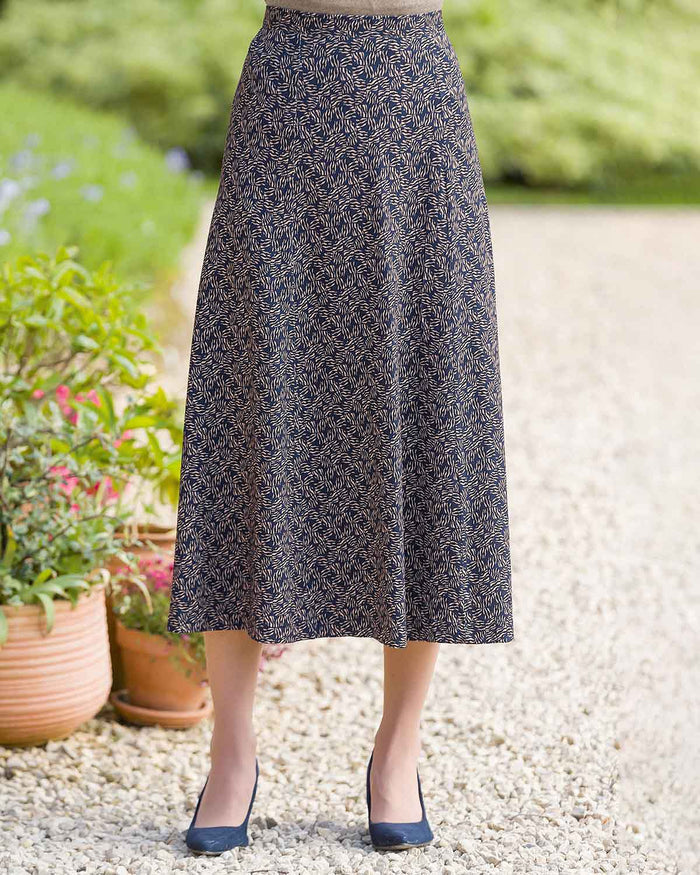 Brianna Patterned Viscose A Line Lined Skirt - Country Collection
