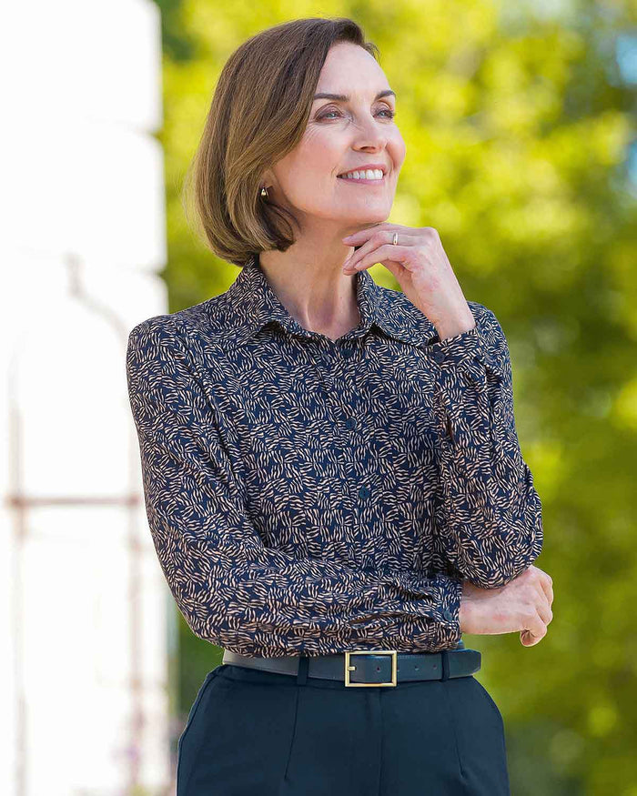 Brianna Patterned Viscose Long Sleeved Blouse - Country Collection