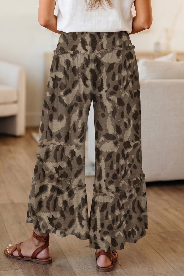 Brown Camo Print Wide Leg Casual Pants 🇺🇸