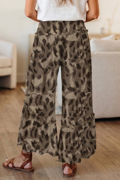 Brown Camo Print Wide Leg Casual Pants 🇺🇸