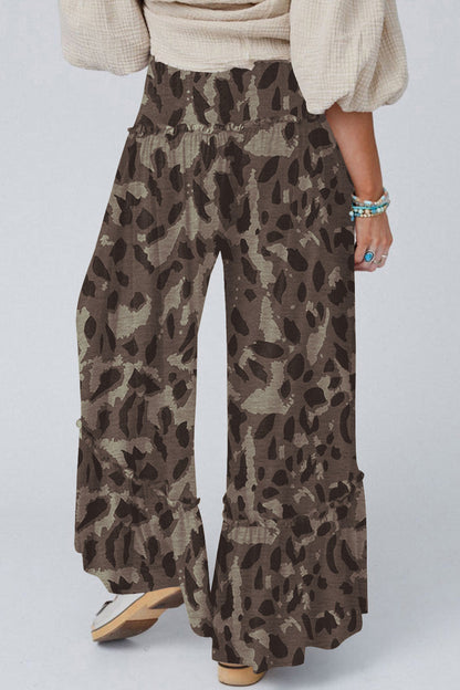 Brown Camo Print Wide Leg Casual Pants 🇺🇸