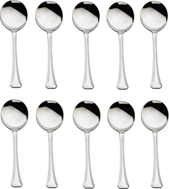 Browne - OXFORD 7.3" Stainless Steel Round Soup Spoon, Pack of 12 - 502013