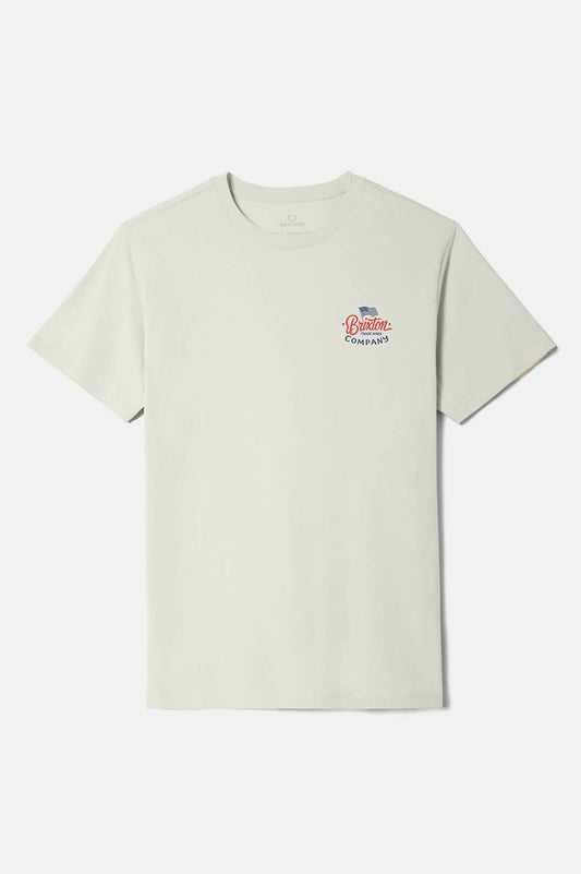 Men's Brxtn Flag Short Sleeve Standard T-Shirt in the color Cream/Navy/Red - Front Product View