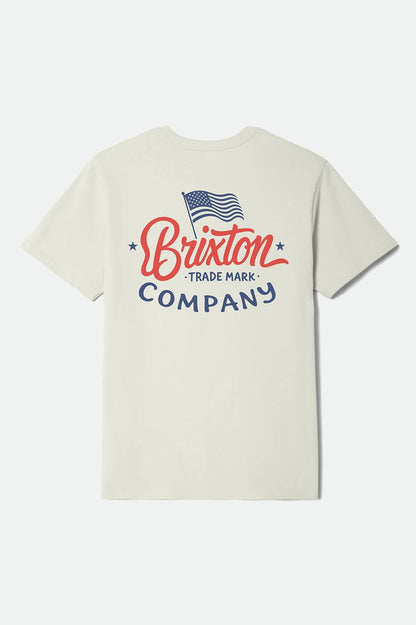 Brxtn Flag Short Sleeve Standard T-Shirt - Cream/Navy/Red