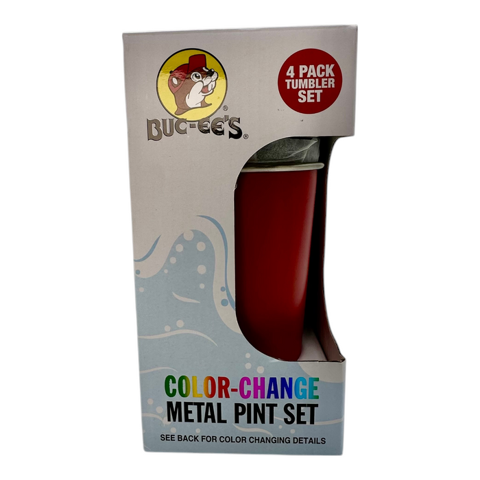 Buc-ee’s Color-Changing Metal Pint Set – 4-Pack Tumblers