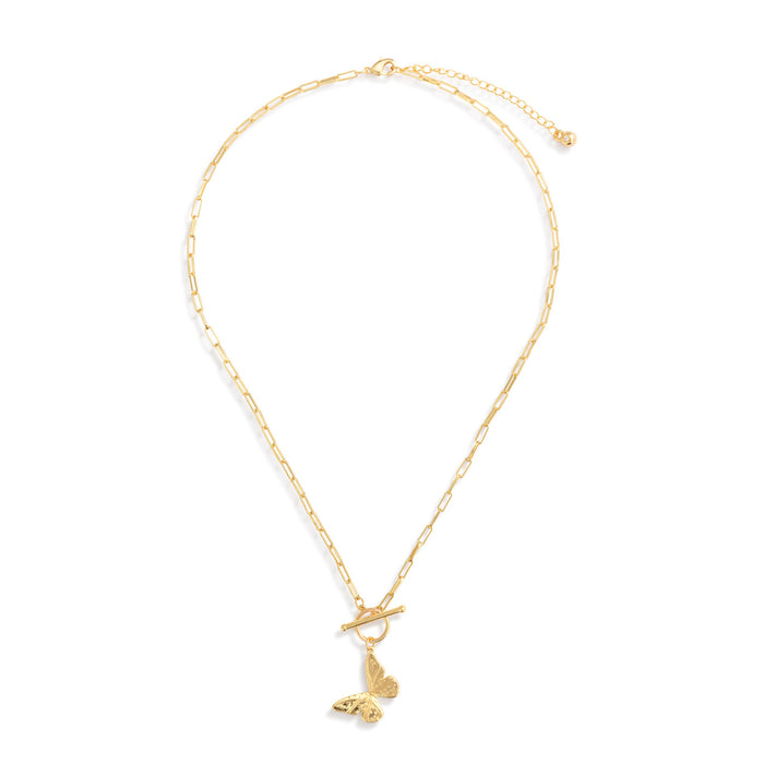 Butterfly Toggle Gold Necklace
