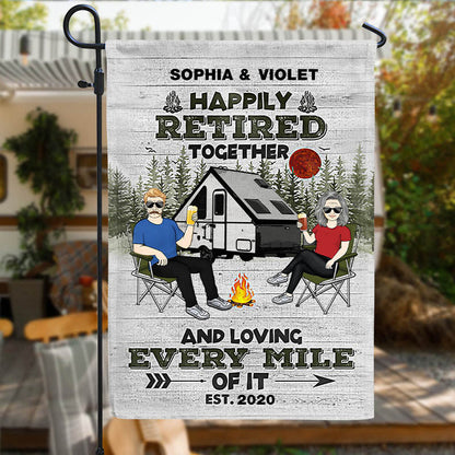 Camping Happily Retired Together - Personalized Custom Flag