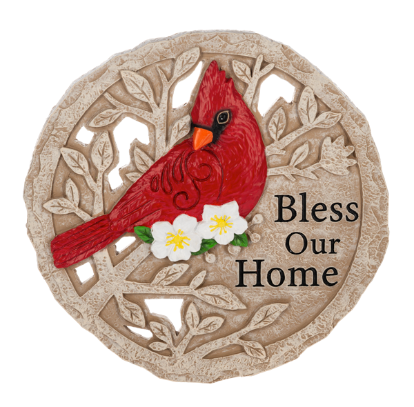 Cardinal Stepping Stone - Bless Our Home