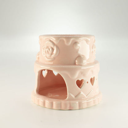 Ceramic Cake Oil Burner - Hearts - Pink 🇬🇧