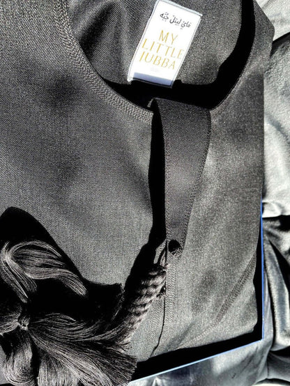 Charcoal Cashmere Wool Emirati Baby Jubba