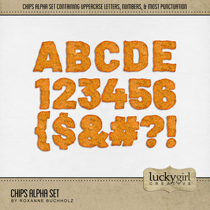 Showcase your favorite food, meals, restaurants, recipes, and cookbook favorites with these fun digital scrapbooking alphabet letters, numbers, and punctuation by Lucky Girl Creative digital art great for creating one-of-a-kind page titles. Great for backyard barbeques, school lunches, and family cookouts! This alpha set consists of a full set of digital art uppercase letters A-Z, numbers 0-9, and most punctuation.