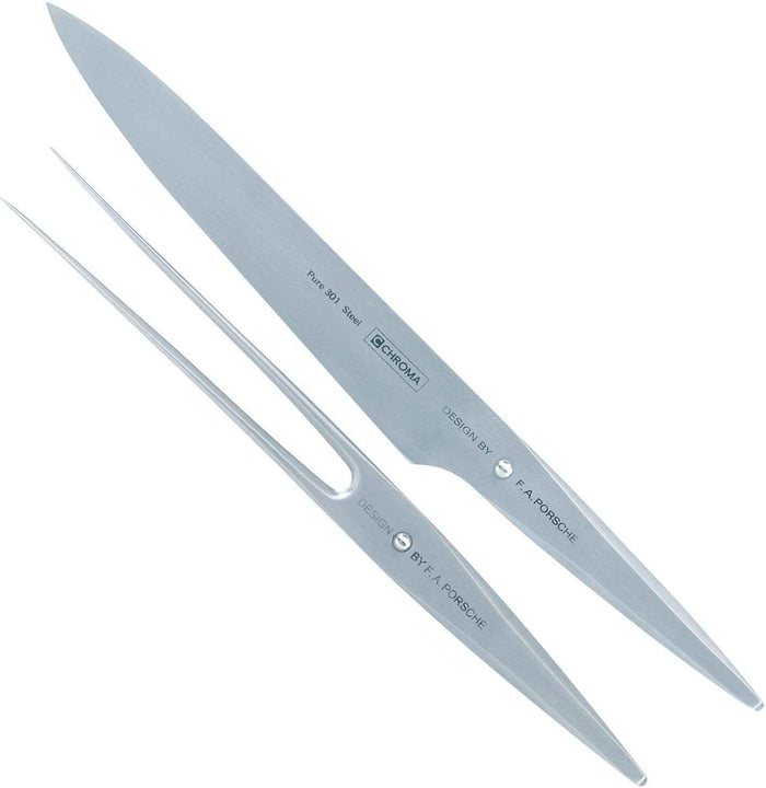 Chroma Knives - Silver 2-Piece Carving Knife and Fork Set - P517 - Discontinued