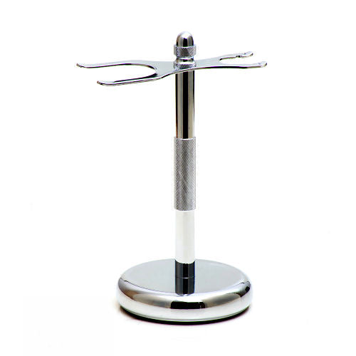 Chrome Shaving Stand For Standard Shaving Brush & Standard DE Safety Razor