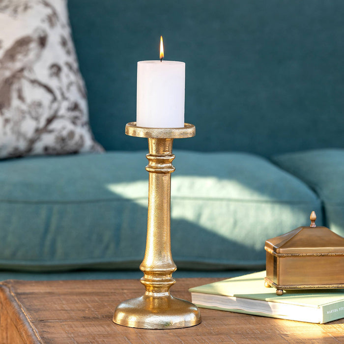 Classic Gold Cast Aluminum Candleholder, Small