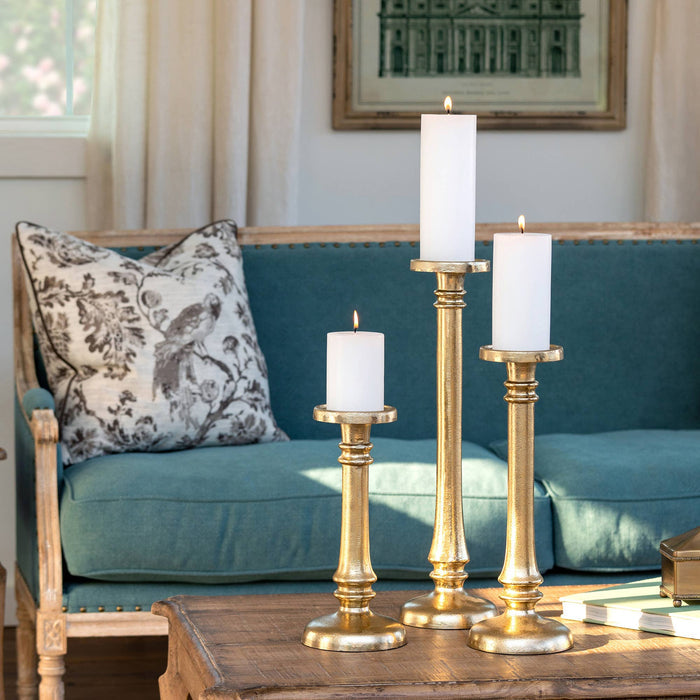Classic Gold Cast Aluminum Candleholder, Small