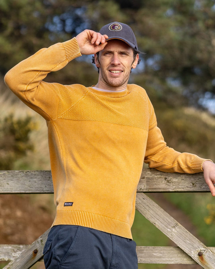 Coombe Mens Knitted Jumper in Yellow