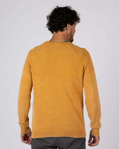 Coombe Mens Knitted Jumper in Yellow