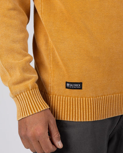 Coombe Mens Knitted Jumper in Yellow