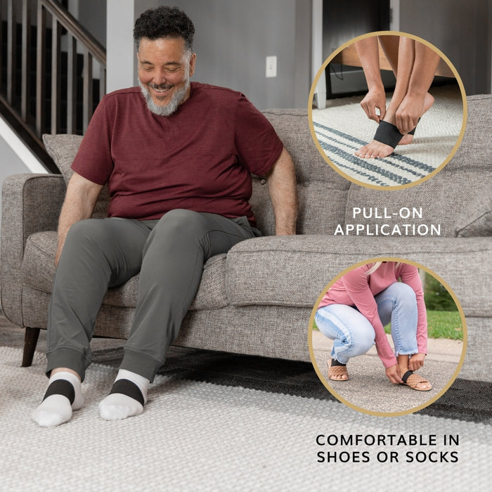 our slim heel spurt treatment sleeves are comfortable in shoes or socks