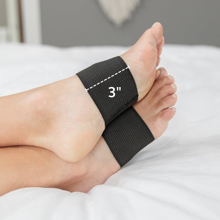 Our low-profile arch support bands are a short three inches wide to give the best support without limiting movement