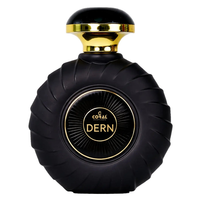 Coral Dern For Men EDP 100ml bottle by Bin Kamal Perfumes, sleek glass fragrance bottle with coral accents and silver cap.