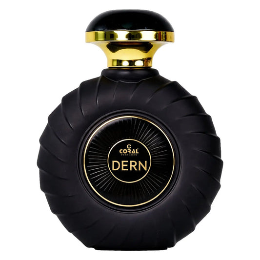 Coral Dern For Men EDP 100ml bottle by Bin Kamal Perfumes, sleek glass fragrance bottle with coral accents and silver cap.