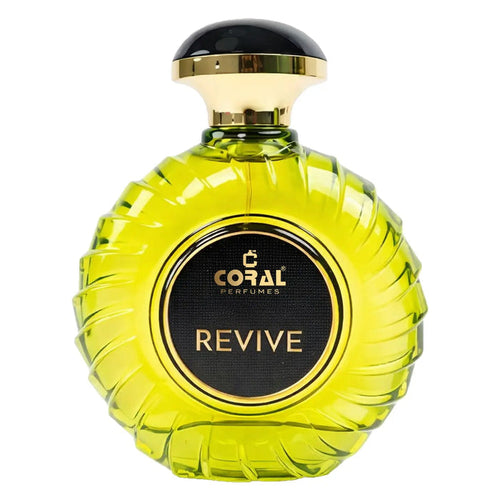 Coral Revive For Men Eau De Parfum 100ml bottle by Bin Kamal Perfumes, featuring a sleek design and vibrant coral accents.