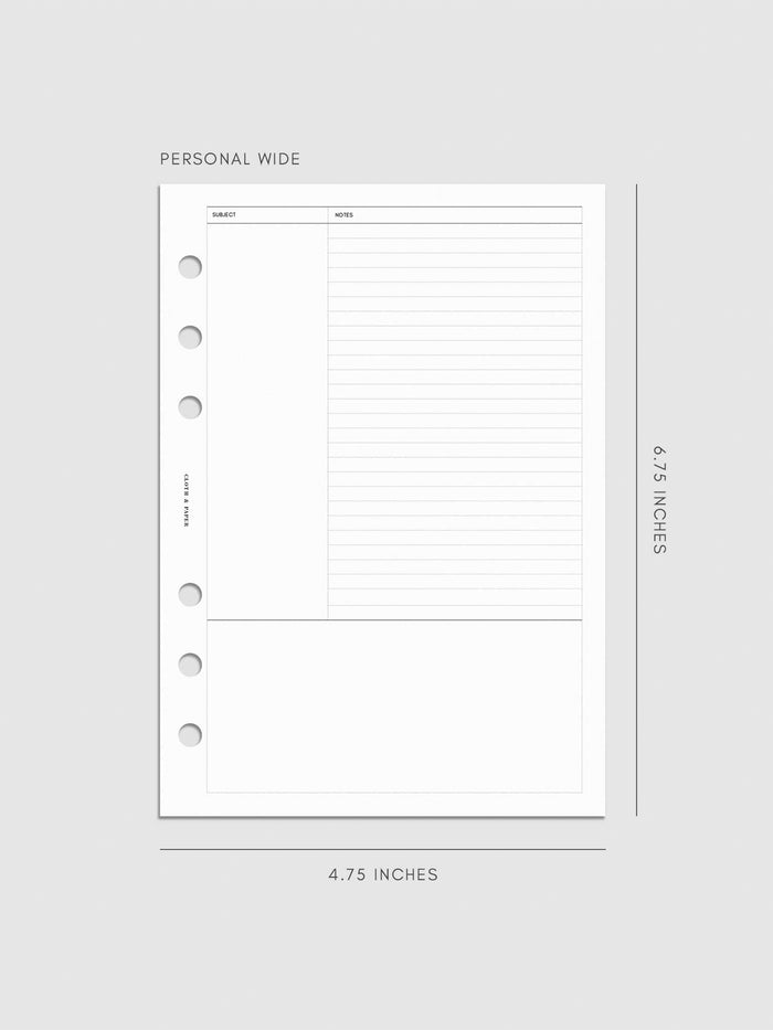 Digital mockup of insert in Personal Wide.