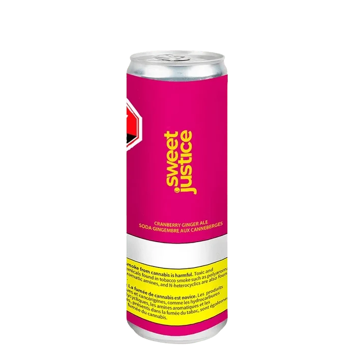 A close-up of the Cranberry Ginger Ale can with a sleek, modern design against a dark background.