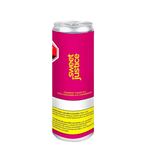 A close-up of the Cranberry Ginger Ale can with a sleek, modern design against a dark background.
