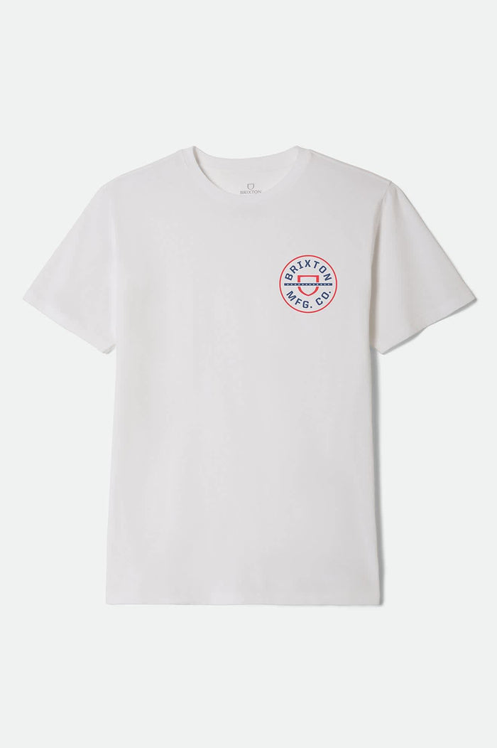 Men's Crest Starline Short Sleeve Standard T-Shirt in the color White/Red/Navy - Front Product View