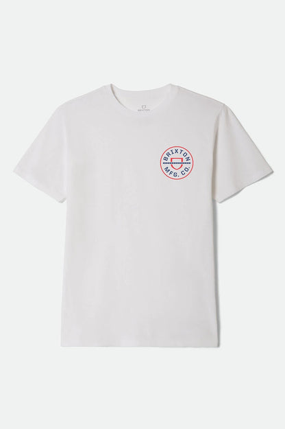Men's Crest Starline Short Sleeve Standard T-Shirt in the color White/Red/Navy - Front Product View