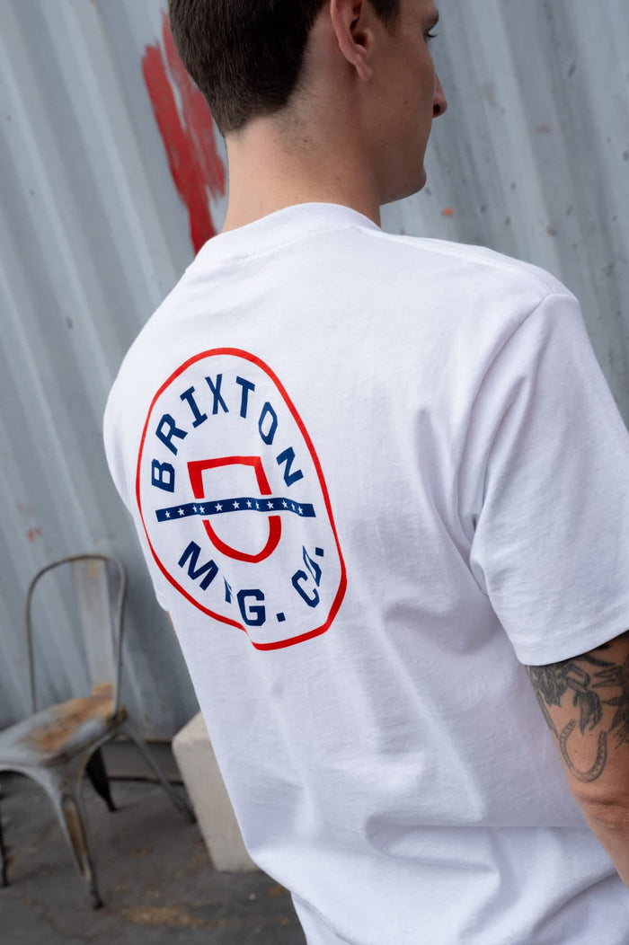 Men's Crest Starline Short Sleeve Standard T-Shirt in the color White/Red/Navy - Men's Lifestyle image
