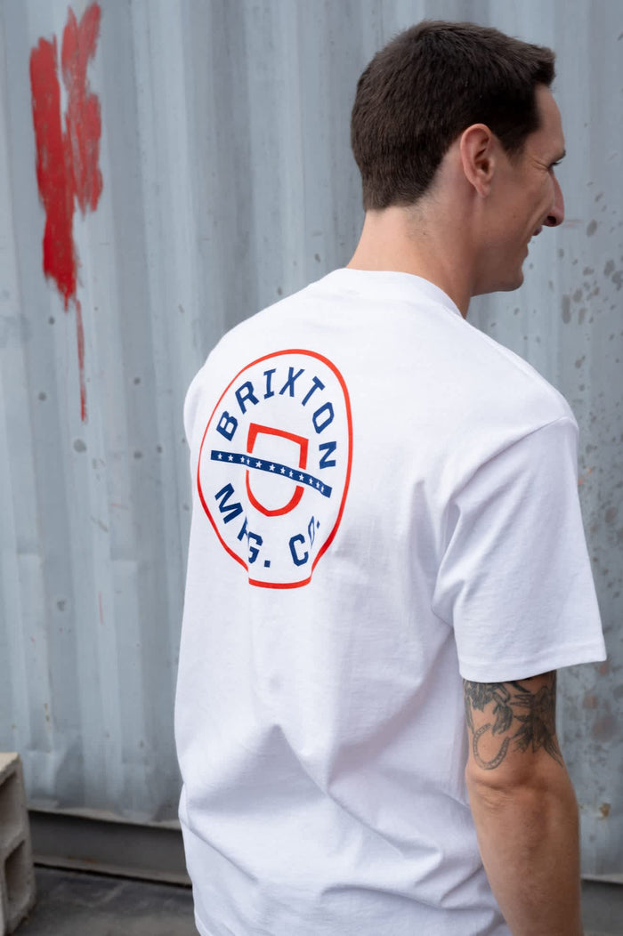 Men's Crest Starline Short Sleeve Standard T-Shirt in the color White/Red/Navy - Men's Lifestyle image