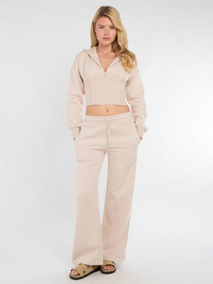 Cropped Zip Up Hood Sweatshirt & Wide Leg Trouser Tracksuit 🇬🇧