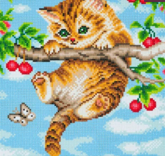 Crystal Art Kit 12”x12” Cherry Kitten