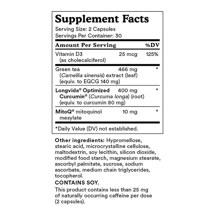 A supplement facts label showing a white box with black text.