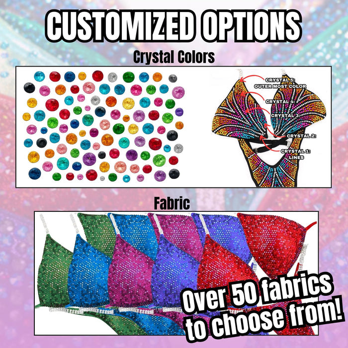 Single Piece Bottom – custom crystal competition bikini for NPC bodybuilding