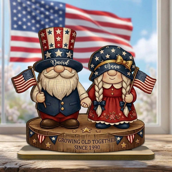 Custom Patriotic Couple Wooden Plaque – Growing Old Together Gift for Him & Her