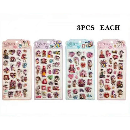 Cute Anime Girl 3D Puff Stickers – Bulk Assorted Kawaii Character Sticker Sheets for Scrapbooking, Crafts, Party Favors & Kids (LST29)