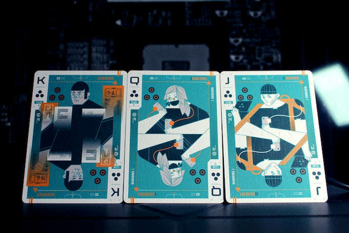 PlayingCardDecks.com-Cyberware Neon Gilded Playing Cards USPCC