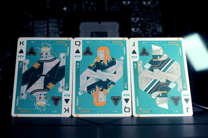 PlayingCardDecks.com-Cyberware Neon Gilded Playing Cards USPCC