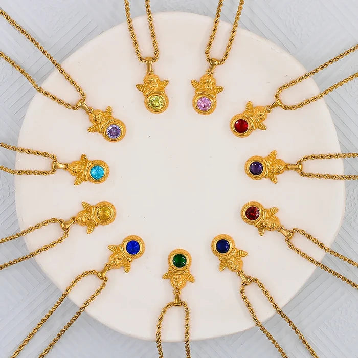Dainty Angel Birthstone Necklace 🇬🇧
