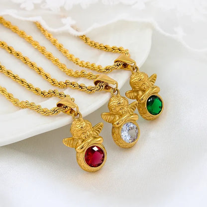 Dainty Angel Birthstone Necklace 🇬🇧