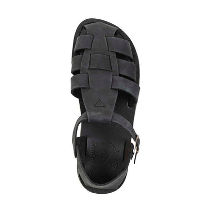 Daniel - Leather Fisherman Sport Sandal | Black Nubuck - top view