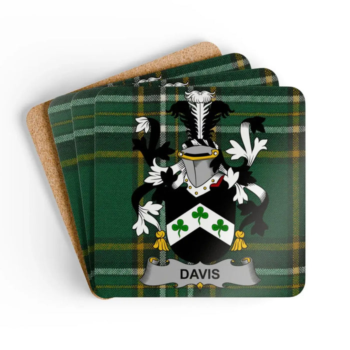 Davis Family Crest Plaid Print Coaster Set