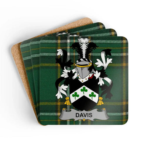Davis Family Crest Plaid Print Coaster Set