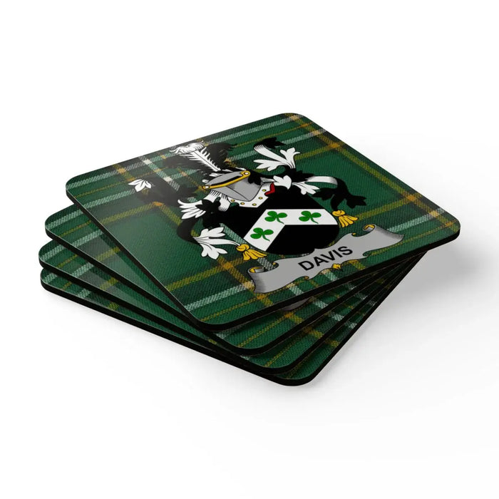 Davis Family Crest Tartan Coasters